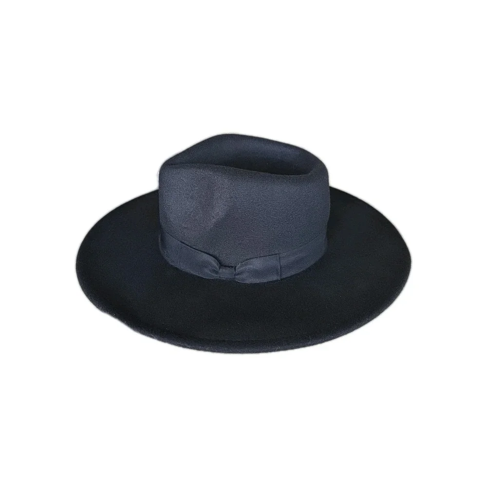 Forever 21 Black Felt‎ Like Fedora Hat Size M/L 58cm Adjustable Band